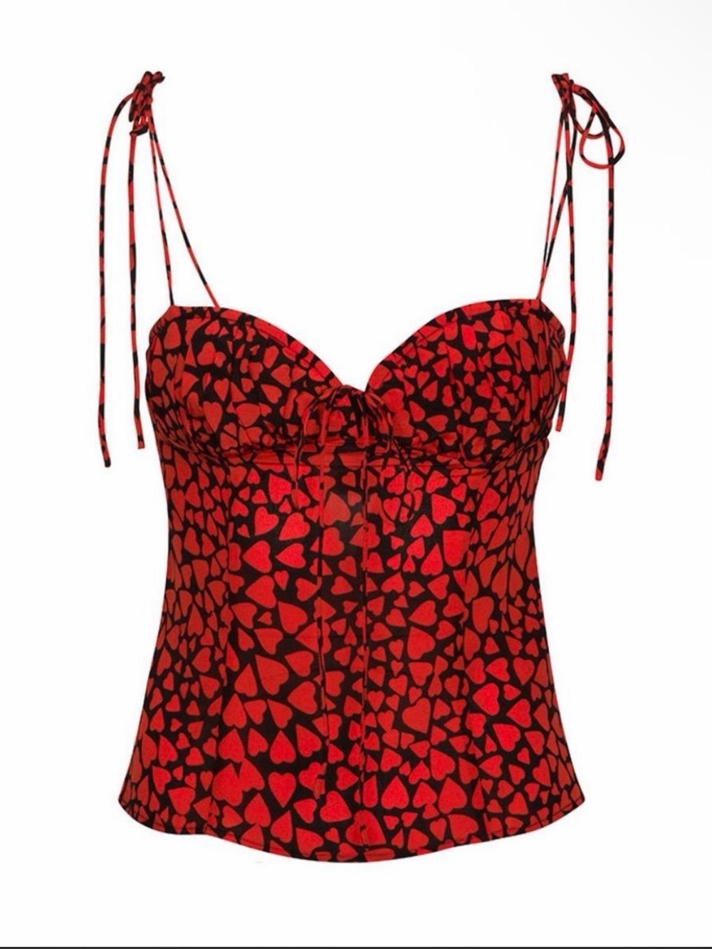 Realisation Par Red Heart-Print Bustier Camisole
